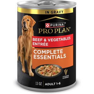 Purina Pro Plan Adult Beef & Vegetables Entree Slices in Gravy Canned Dog Food, 13-oz can, case of 4