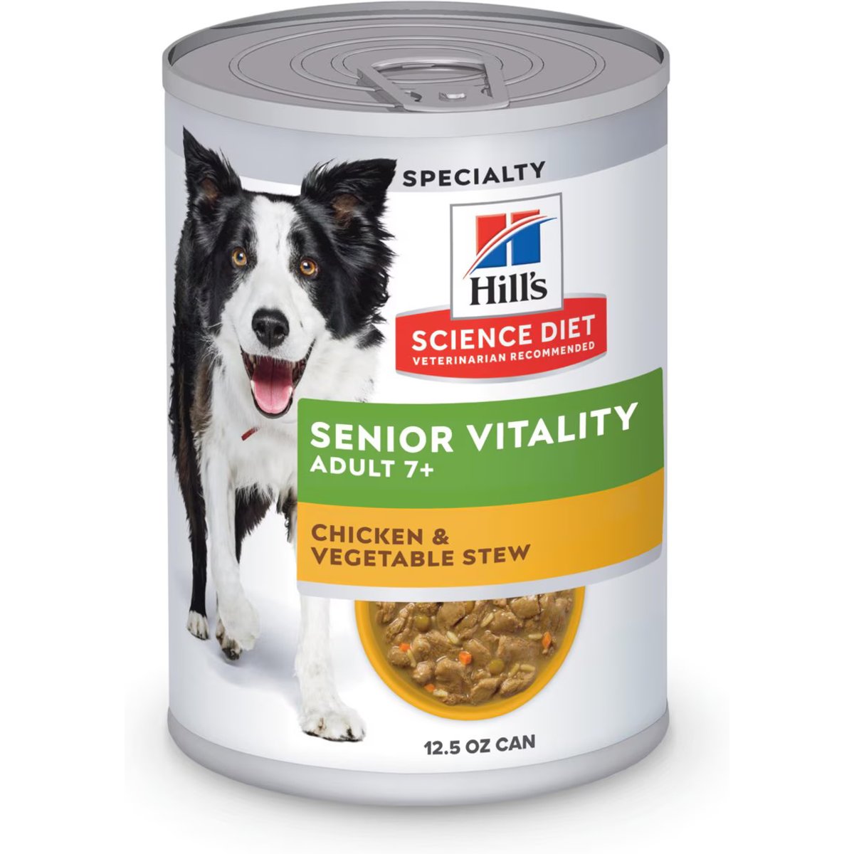 Hill's Science Diet Adult 7+ Senior Vitality Chicken & Vegetable Stew Wet Dog Food, 12.5-oz can, case of 4