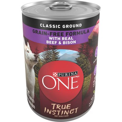 Purina ONE Purina ONE SmartBlend True Instinct Classic Ground Real Beef & Bison Grain-Free Wet Dog Food, 13-oz can, case of 4
