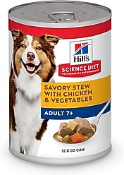 Hill's Science Diet Senior Adult 7+ Savory Stew with Chicken & Vegetables Wet Dog Food, 12.8-oz can, case of 4