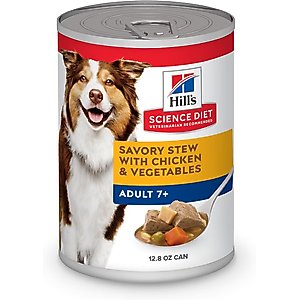 Hill's Science Diet Senior Adult 7+ Savory Stew with Chicken & Vegetables Wet Dog Food, 12.8-oz can, case of 4