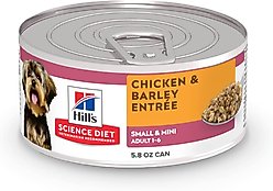 Hill's Science Diet Adult Small Breed & Mini Breed Chicken & Barley Entree Wet Dog Food, 5.8-oz can, 4 count