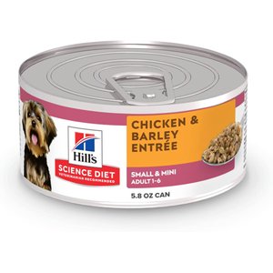 Hill's Science Diet Adult Small Breed & Mini Breed Chicken & Barley Entree Wet Dog Food, 5.8-oz can, 4 count