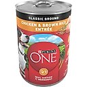 Purina ONE SmartBlend Adult Classic Ground Chicken & Brown Rice Entree Canned Dog Food, 13-oz can, case of 4