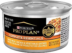 Purina Pro Plan Adult White Meat Chicken & Vegetable Entree in Gravy Canned Cat Food, 3-oz, case of 4