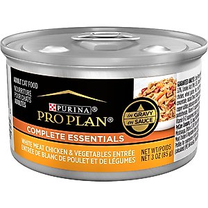 Purina Pro Plan Adult White Meat Chicken & Vegetable Entree in Gravy Canned Cat Food, 3-oz, case of 4