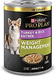 Purina Pro Plan Specialized Adult Weight Management Turkey & Rice Entree Canned Dog Food, 13-oz can, case of 4