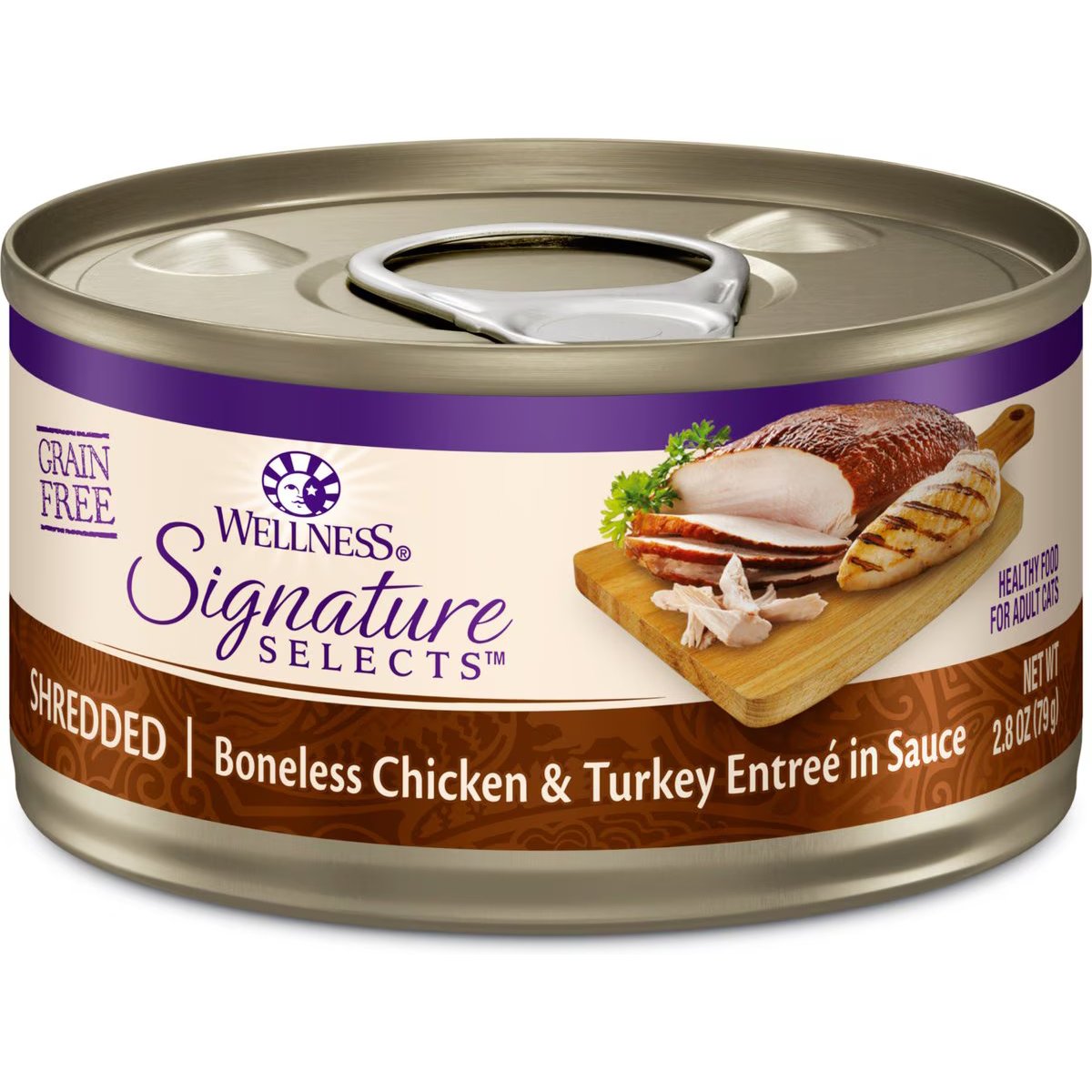 Wellness CORE Signature Selects Shredded Chicken & Turkey Entree Natural Grain-Free Wet Cat Food, 2.8-oz can, case of 4