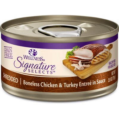 Wellness Wellness CORE Signature Selects Shredded Chicken & Turkey Entree Natural Grain-Free Wet Cat Food, 2.8-oz can, case of 4