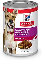 Hill's Science Diet Adult Savory Stew with Beef & Vegetables Wet Dog Food, 12.8-oz can, case of 4