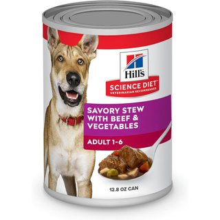 Hill's Science Diet Adult Savory Stew with Beef & Vegetables Wet Dog Food, 12.8-oz can, case of 4 slide 1 of 1
