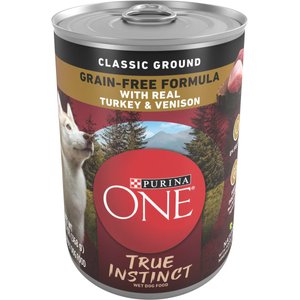 Purina ONE SmartBlend Grain-Free True Instinct Classic Ground with Real Turkey & Venison Canned Dog Food, 13-oz, case of 4