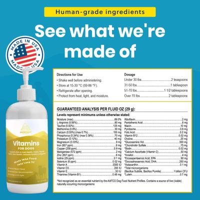 Show full view: Paramount Pet Health Liquid Vitamins Skin & Coat Support Dog Supplement, 16-fl oz bottle slide 3 of 11