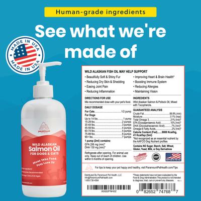 Show full view: Paramount Pet Health Wild Alaskan Salmon Oil Dog & Cat Supplement, 16-fl oz bottle slide 3 of 10