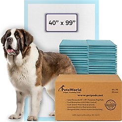 PetsWorld 4X-Large Dog Training & Potty Pads, 40 x 99-in, Unscented, 20 count