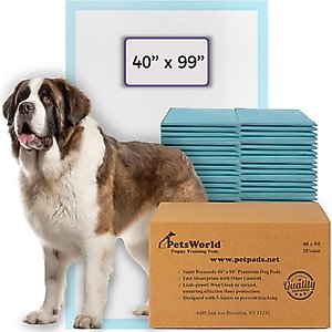 PetsWorld 4X-Large Dog Training & Potty Pads, 40 x 99-in, Unscented, 20 count