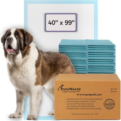 PetsWorld PetsWorld 4X-Large Dog Training & Potty Pads, 40 x 99-in, Unscented, 20 count