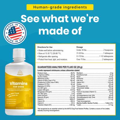 Show full view: Paramount Pet Health Liquid Vitamins Skin & Coat Support Dog Supplement, 32-fl oz bottle slide 3 of 11