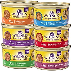 Wellness Complete Health Pate Sampler Pack Grain-Free Natural Wet Cat Food, 3-oz can, case of 6
