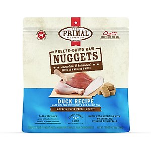 Primal Duck with Turkey & Fish Formula Nuggets Grain-Free Raw Freeze-Dried Dog Food, 14-oz bag
