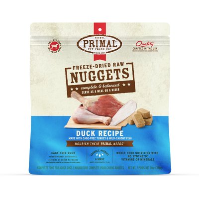 Primal Primal Duck with Turkey & Fish Formula Nuggets Grain-Free Raw Freeze-Dried Dog Food, 14-oz bag