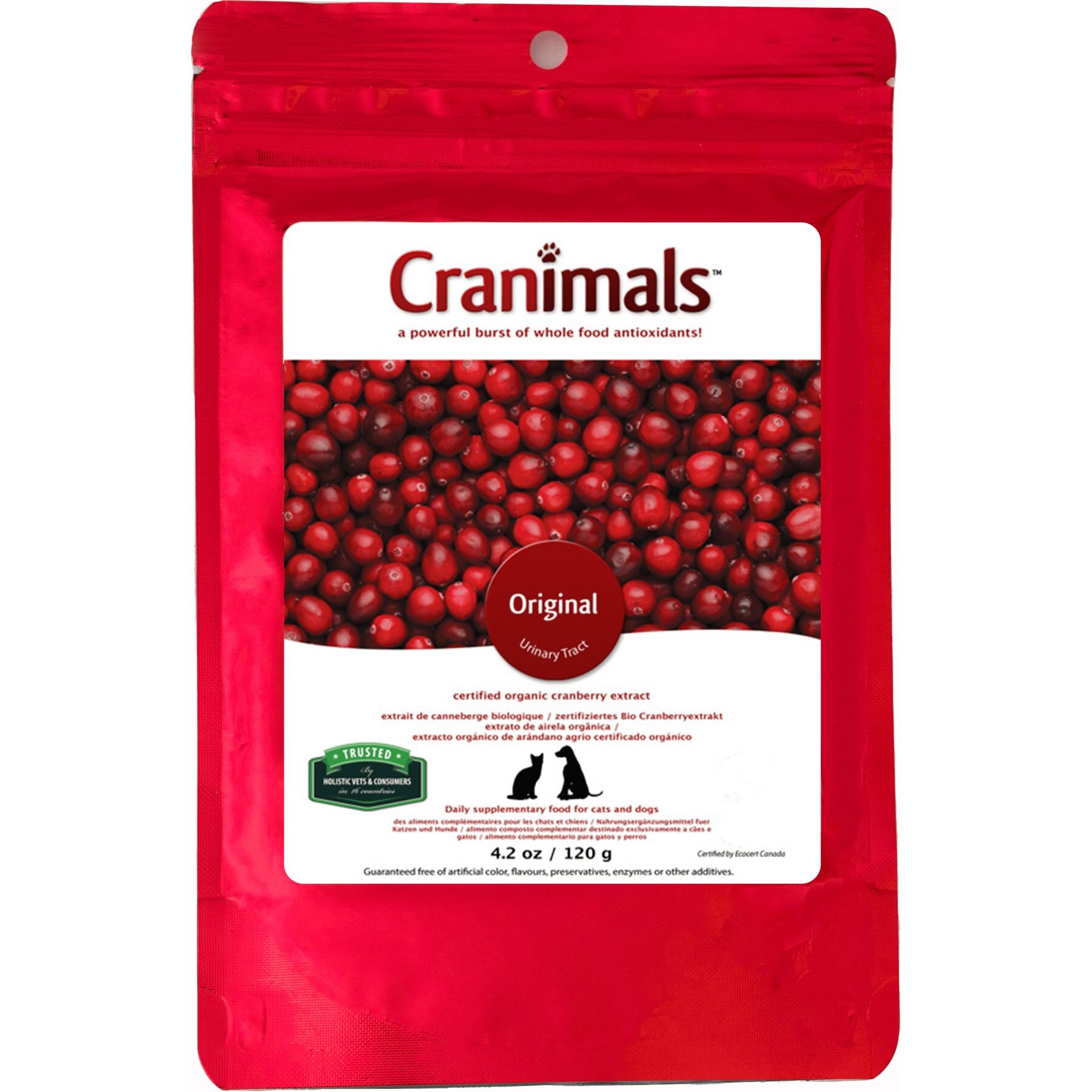 Cranimals Original Clinically Tested Urinary Tract Infection Powder Supplement for Dogs, 4.2-oz bag