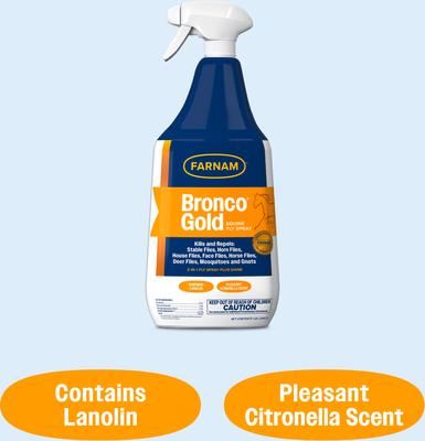 Show full view: Farnam Bronco Gold 2-in-1 Fly Horse Spray & Coat Conditioner, 1-qt bottle slide 6 of 9