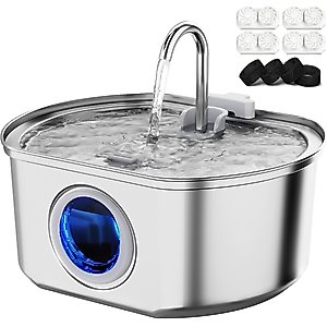 Neareal VB-01 Stainless Steel Cat Water Fountain with 4 Filters & 4 Sponges, 108-oz