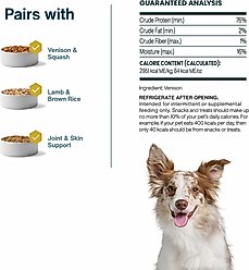 JustFoodForDogs Venison Dehydrated Dog Treats, 5-oz bag slide 2 of 7