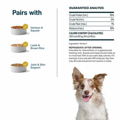 Show full view: JustFoodForDogs Venison Dehydrated Dog Treats, 5-oz bag slide 6 of 9