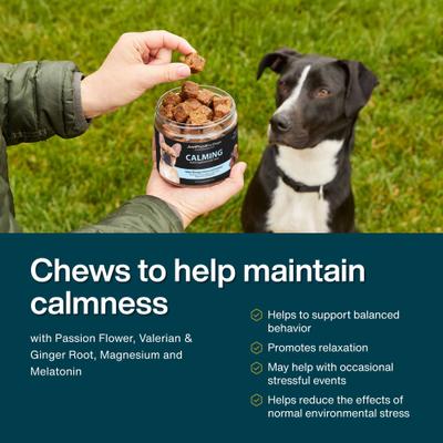 Show full view: JustFoodForDogs Calming Support Stress & Anxiety, Melatonin, Relaxation Aid, Human-Grade Ingredients Soft Chew Supplement for Dogs, 45 count slide 4 of 9