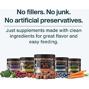 JustFoodForDogs Probiotic Booster Gut, Digestive Health Support, Diarrhea, Human Grade Ingredients Soft Chews Supplement for Dogs, 45 count