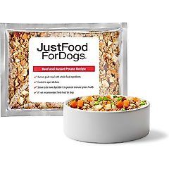JustFoodForDogs Beef & Russet Potato Recipe Frozen Human-Grade Fresh Dog Food, 18-oz pouch, case of 7