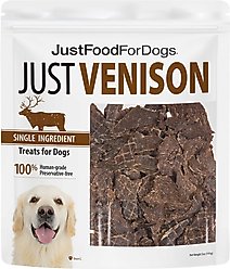 JustFoodForDogs Venison Dehydrated Dog Treats, 5-oz bag