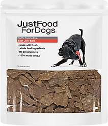 JustFoodForDogs Beef Liver Bark Dog Treats, 5-oz bag
