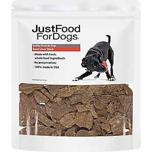 JustFoodForDogs Beef Liver Bark Dog Treats, 5-oz bag