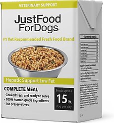 JustFoodForDogs Veterinary Diet PantryFresh Hepatic Support Low Fat Shelf-Stable Fresh Dog Food, 12.5-oz pouch, case of 12 slide 2 of 9