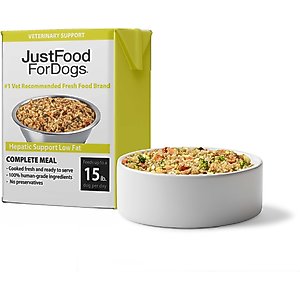 JustFoodForDogs Veterinary Diet PantryFresh Hepatic Support Low Fat Shelf-Stable Fresh Dog Food, 12.5-oz pouch, case of 12