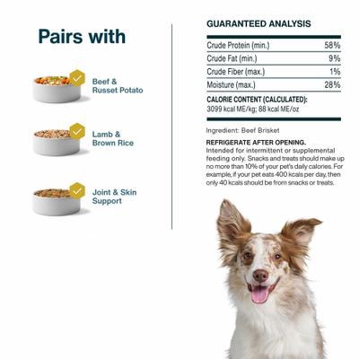 Show full view: JustFoodForDogs Beef Brisket Dehydrated Dog Treats, 5-oz bag slide 6 of 9