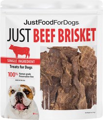 JustFoodForDogs Beef Brisket Dehydrated Dog Treats, 5-oz bag