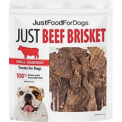 JustFoodForDogs Beef Brisket Dehydrated Dog Treats, 5-oz bag