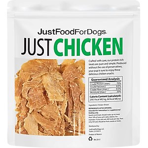 JustFoodForDogs Chicken Breast Dehydrated Dog Treats, 5-oz bag