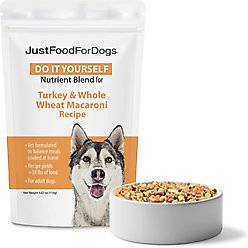JustFoodForDogs DoItYourself Turkey & Whole Wheat Macaroni Recipe Fresh Dog Food Recipe & Nutrient Blend, 4-oz bag