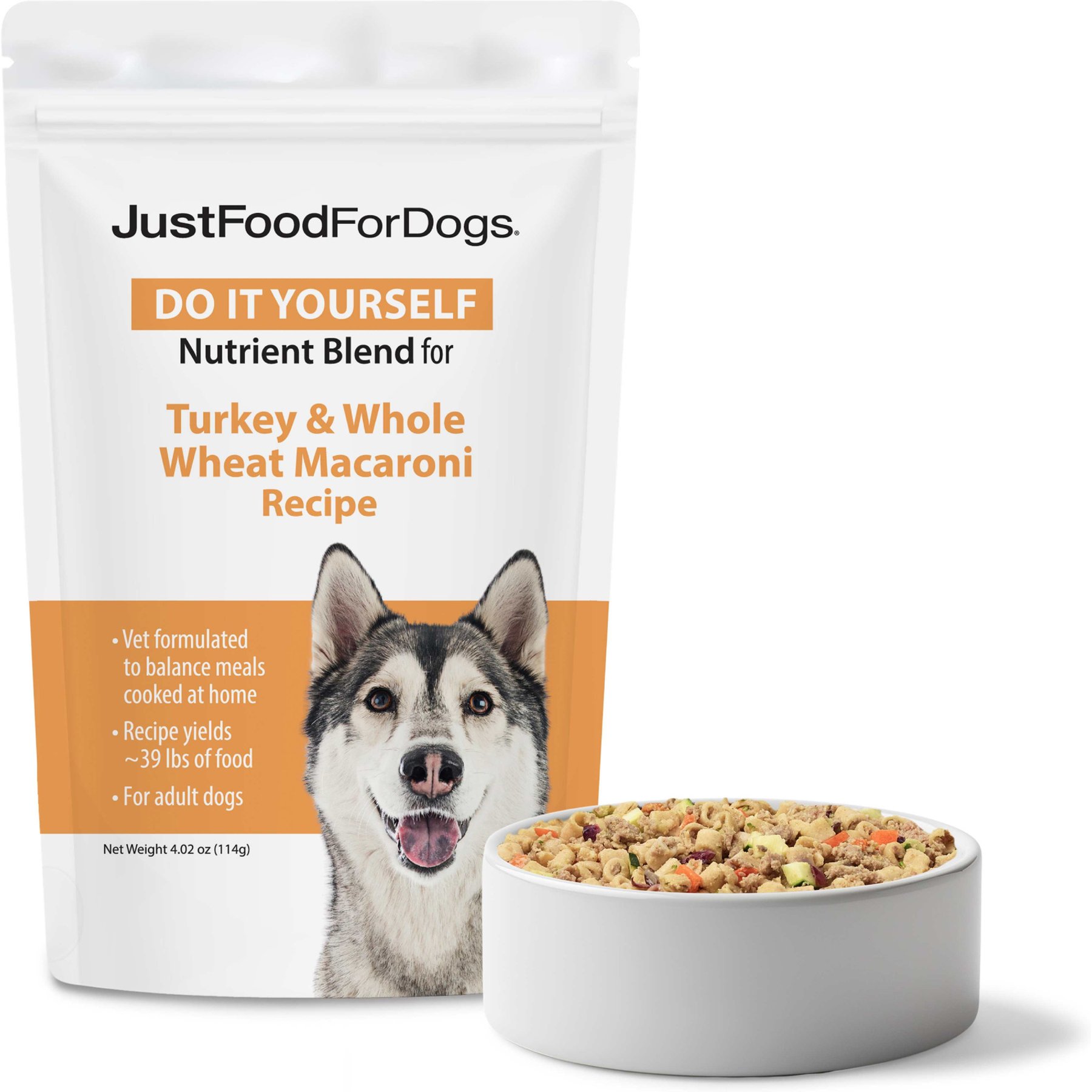 Just Food For Dogs DoItYourself Turkey & Whole Wheat Macaroni Recipe Fresh Dog Food Recipe & Nutrient Blend