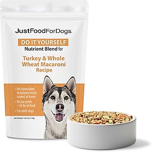 JustFoodForDogs DoItYourself Turkey & Whole Wheat Macaroni Recipe Fresh Dog Food Recipe & Nutrient Blend, 4-oz bag