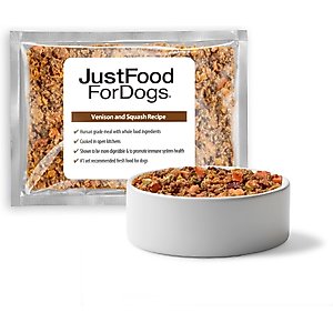 JustFoodForDogs Venison & Squash Recipe Frozen Human-Grade Fresh Dog Food, 18-oz pouch, case of 7