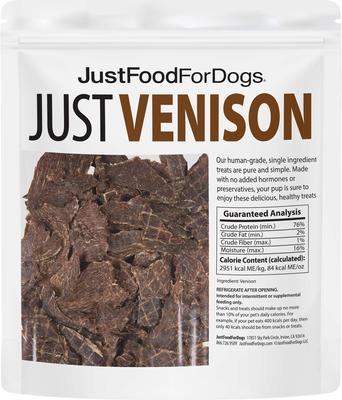 Show full view: JustFoodForDogs Venison Dehydrated Dog Treats, 5-oz bag slide 8 of 9