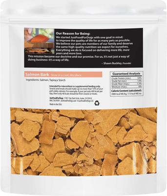 Show full view: JustFoodForDogs Salmon Bark Dehydrated Dog Treats, 5-oz bag slide 8 of 10