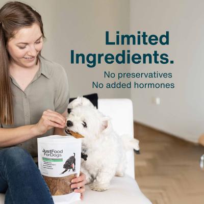 Show full view: JustFoodForDogs Chicken Apple Bark Dehydrated Dog Treats, 5-oz bag slide 3 of 10