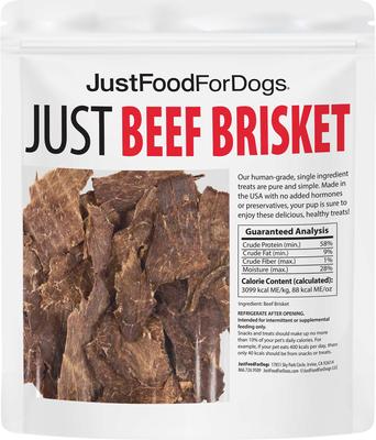 Show full view: JustFoodForDogs Beef Brisket Dehydrated Dog Treats, 5-oz bag slide 8 of 9